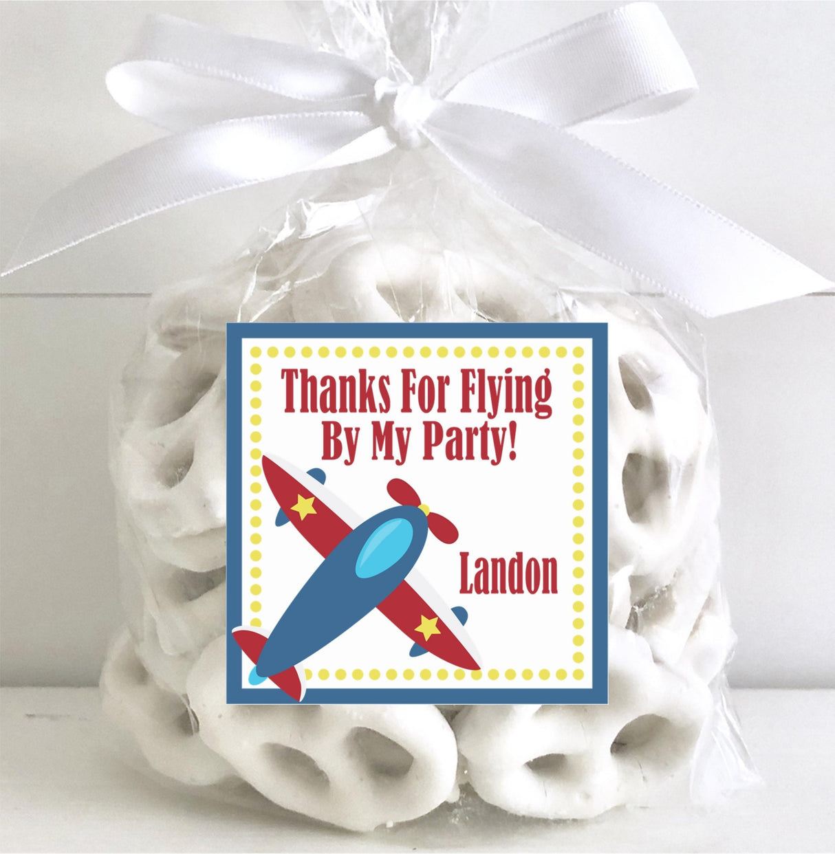 Aviation themed birthday sticker with airplane illustration