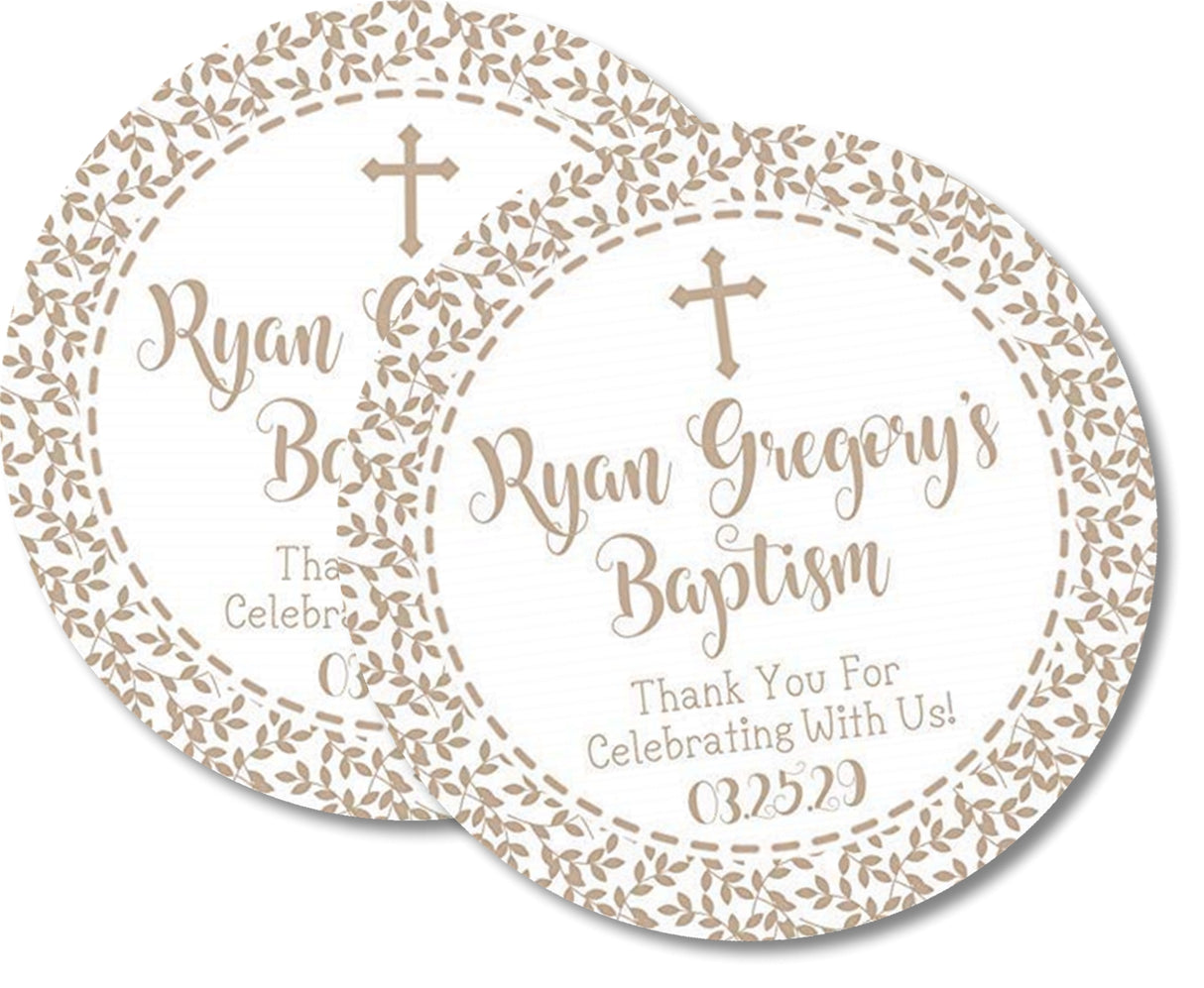 Ivory Wreath Baptism Stickers