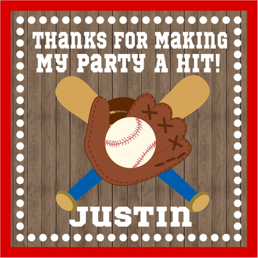 Baseball ball bat mit birthday party stickers
