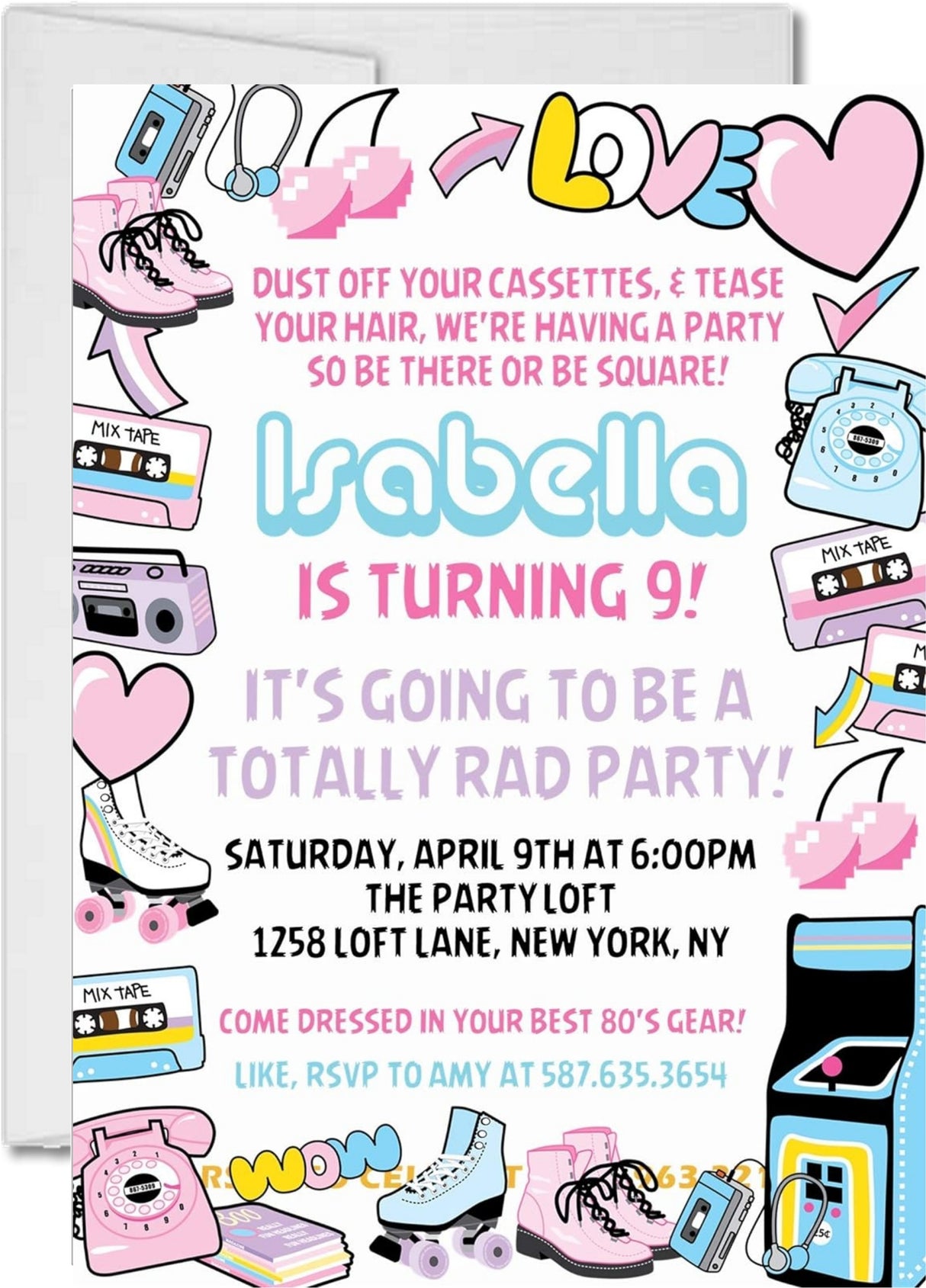 1980's Birthday Party Invitations