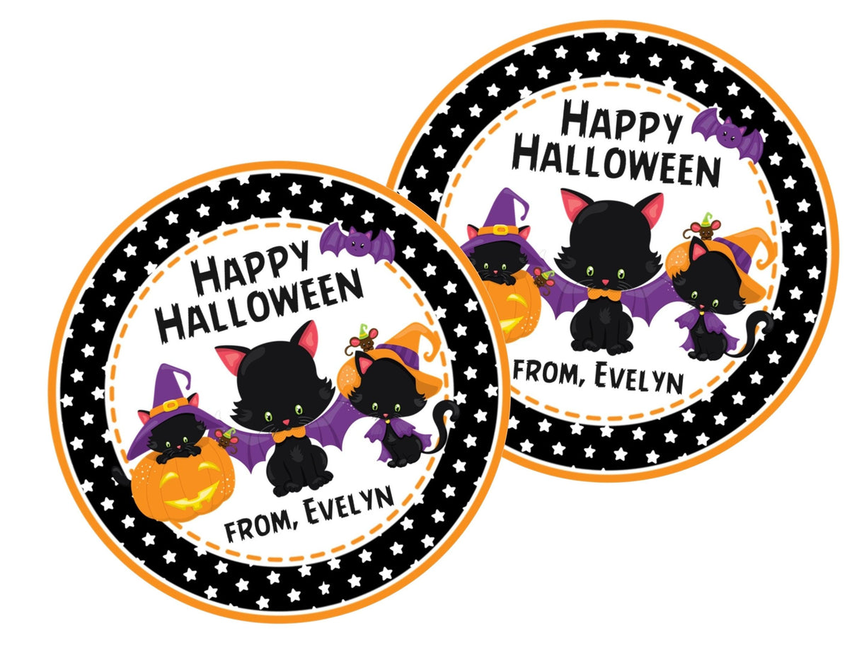Black Cat Halloween Stickers