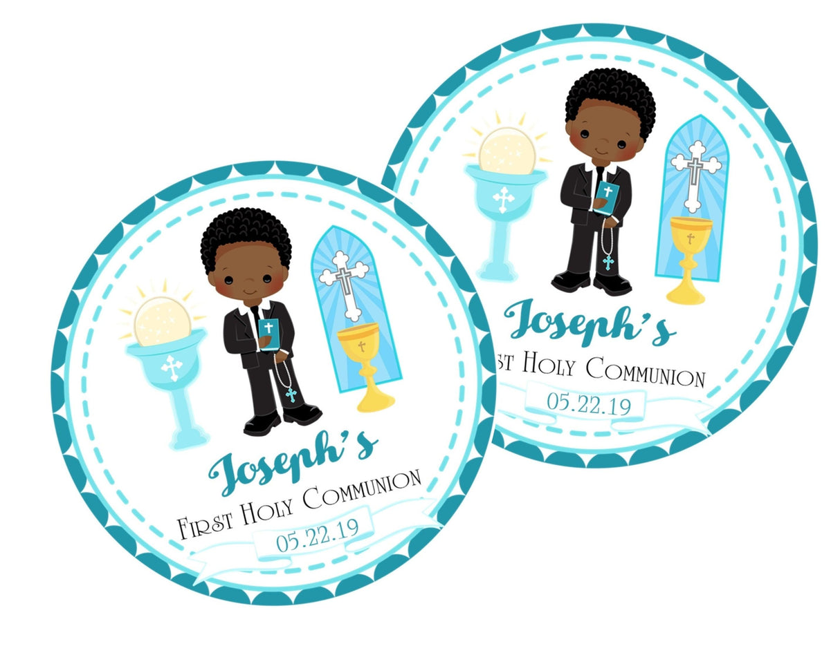 Blue Boys First Communion Stickers