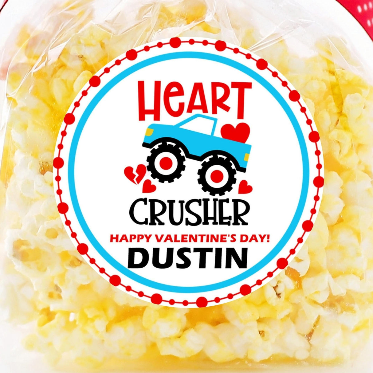 Blue monster truck Valentine sticker