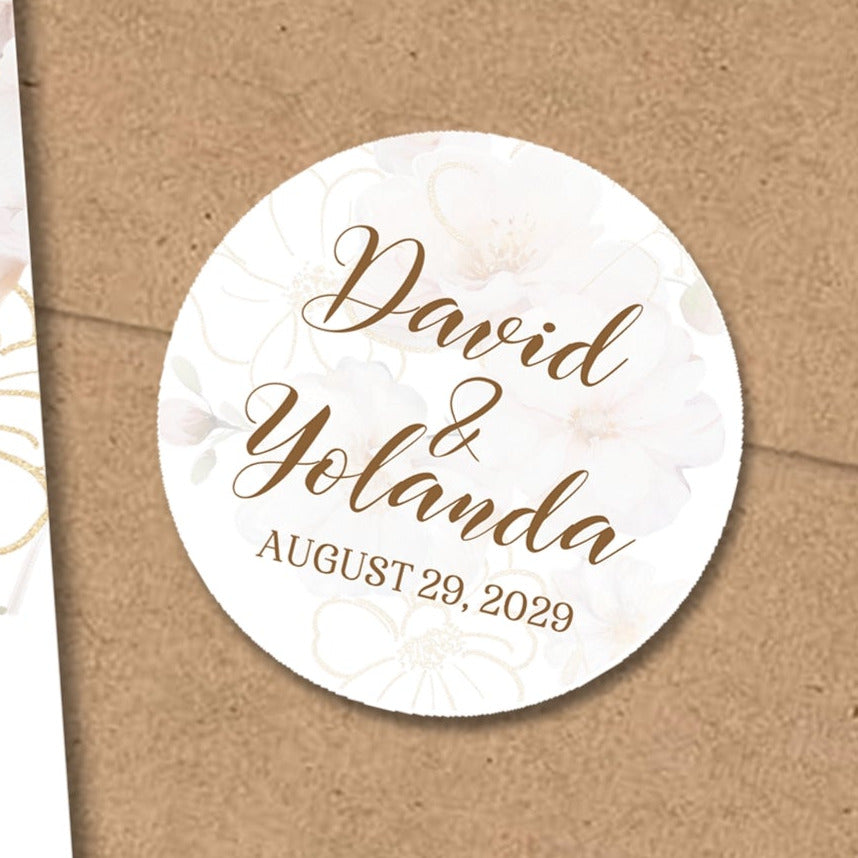 Blush ivory wedding stickers