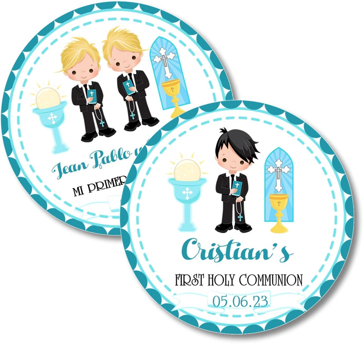 Boys Communion Party Labels