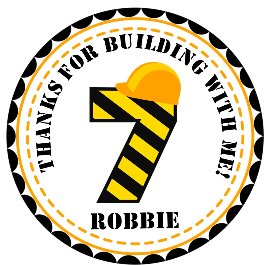 Construction Birthday Stickers