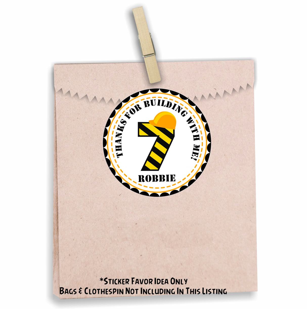 Construction Birthday Stickers