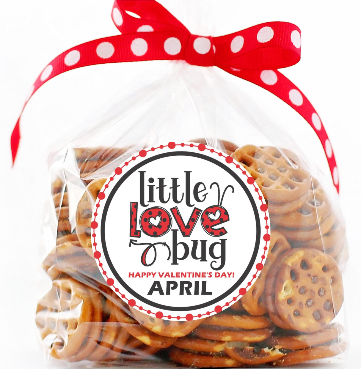 Cute ladybug Valentine favor sticker