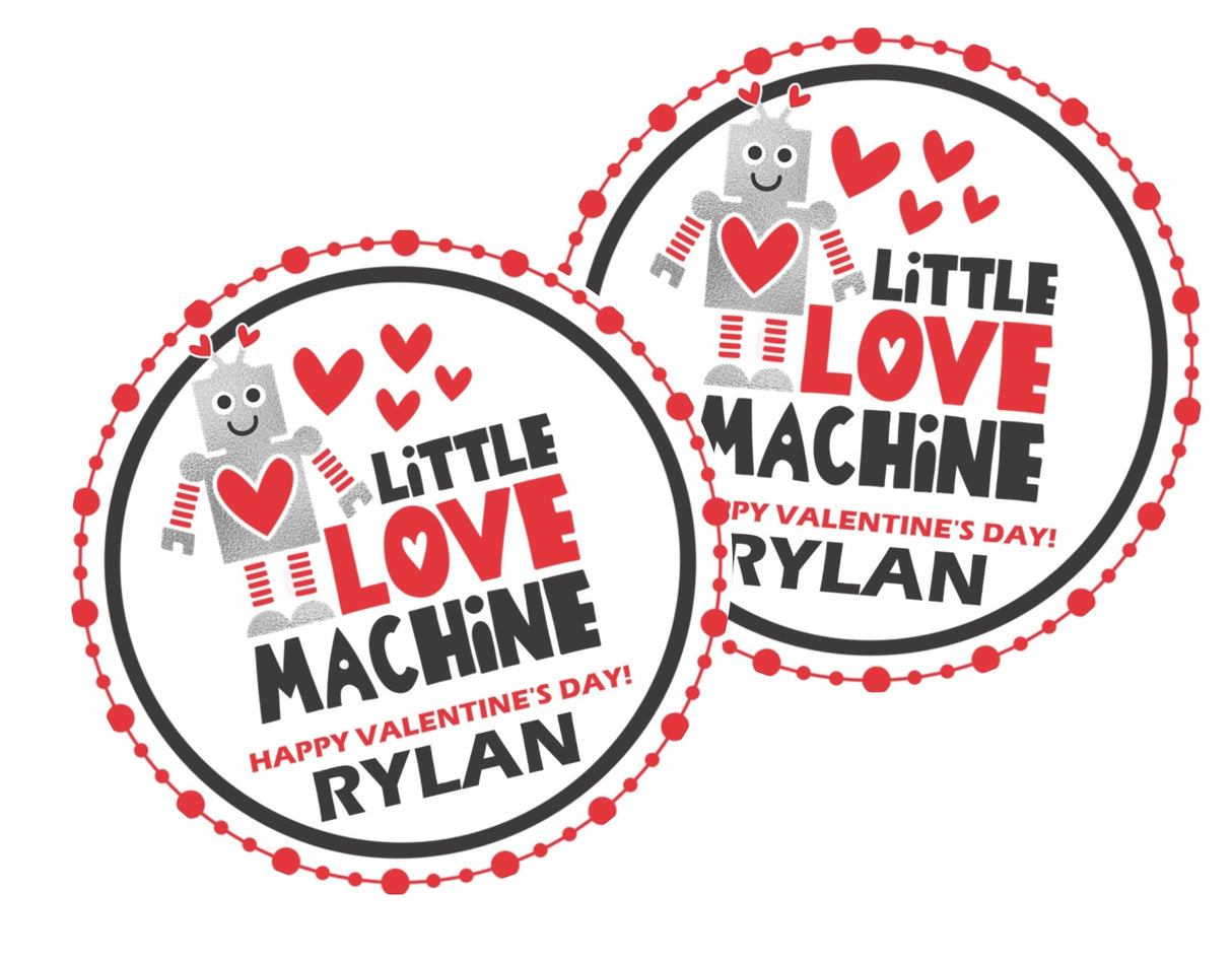 Cute robot Valentine treat sticker