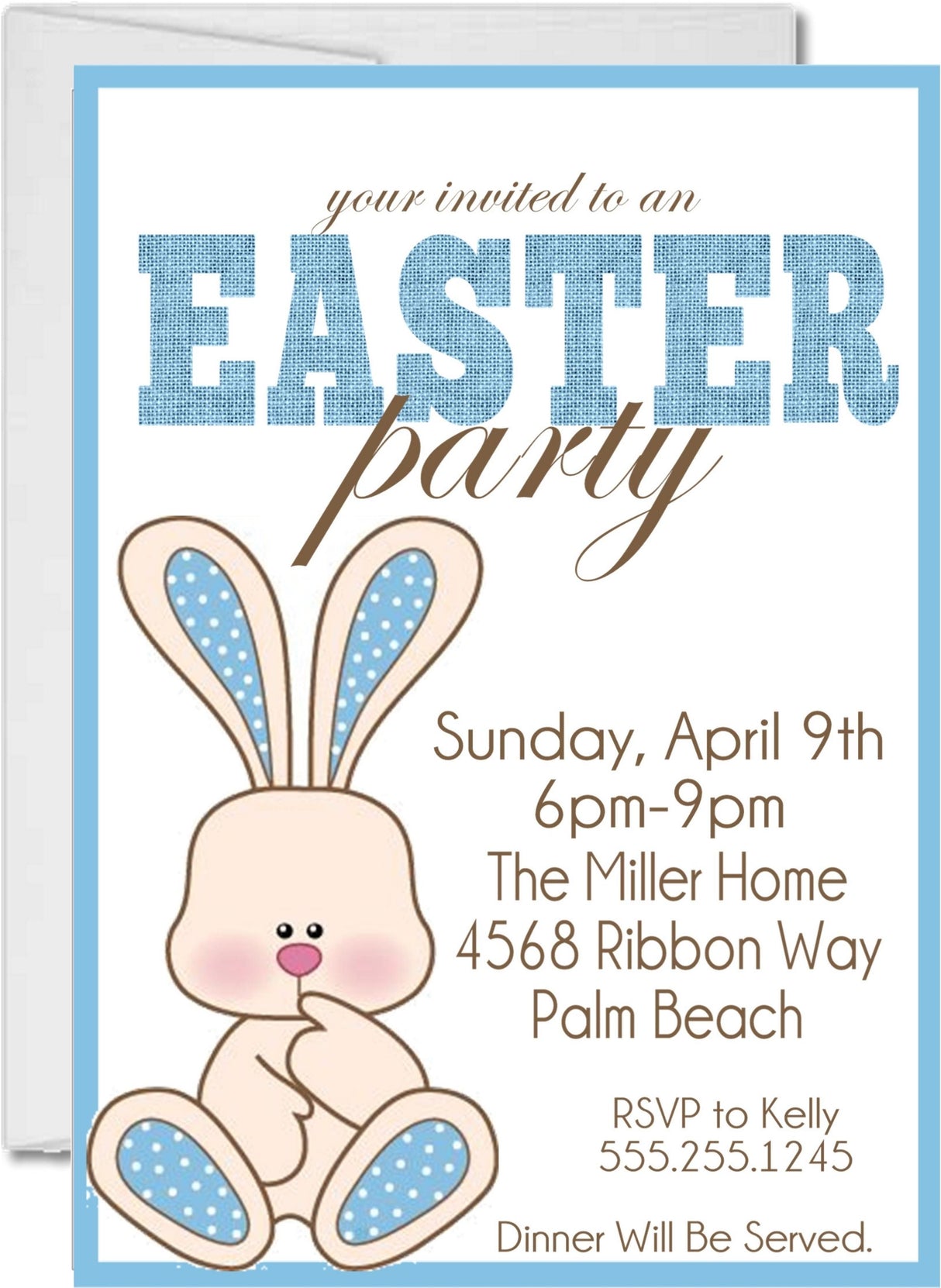 Blue And White Easter Party Invitations