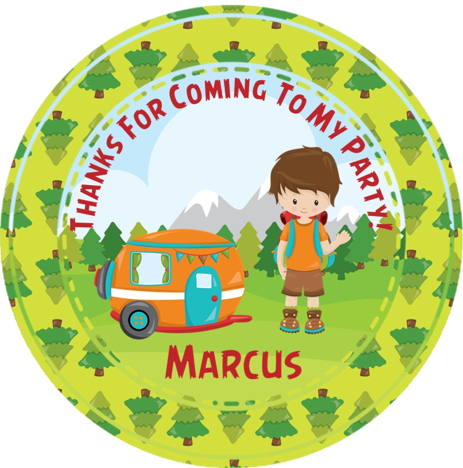 Forest camping birthday sticker