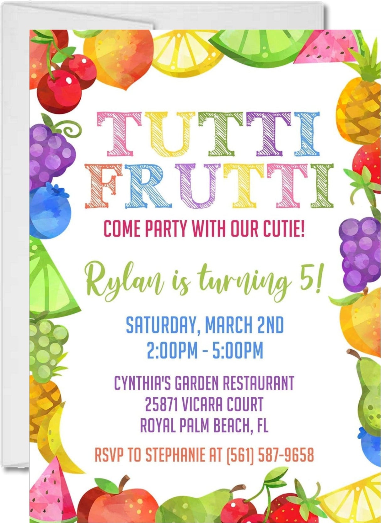 Fruit birthday party invitations