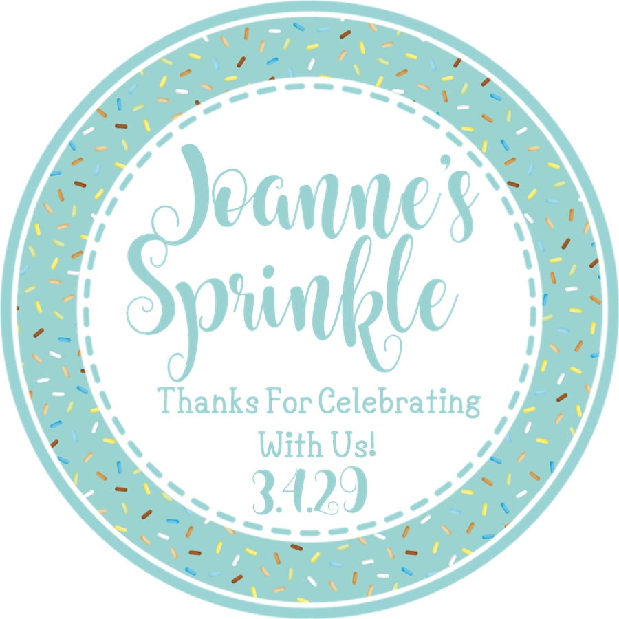 Gender neutral sprinkle baby shower labels