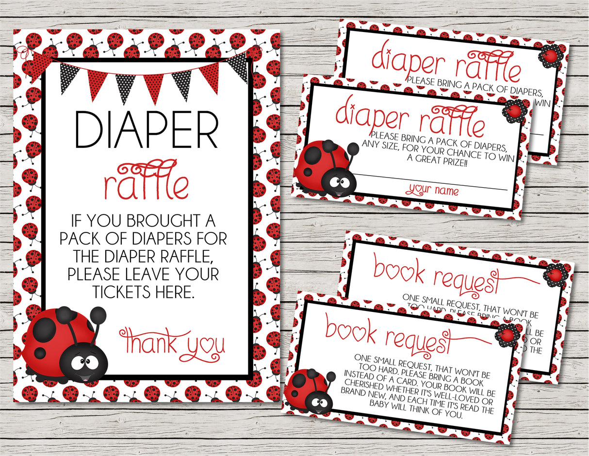 Ladybug Diaper Raffle Tickets