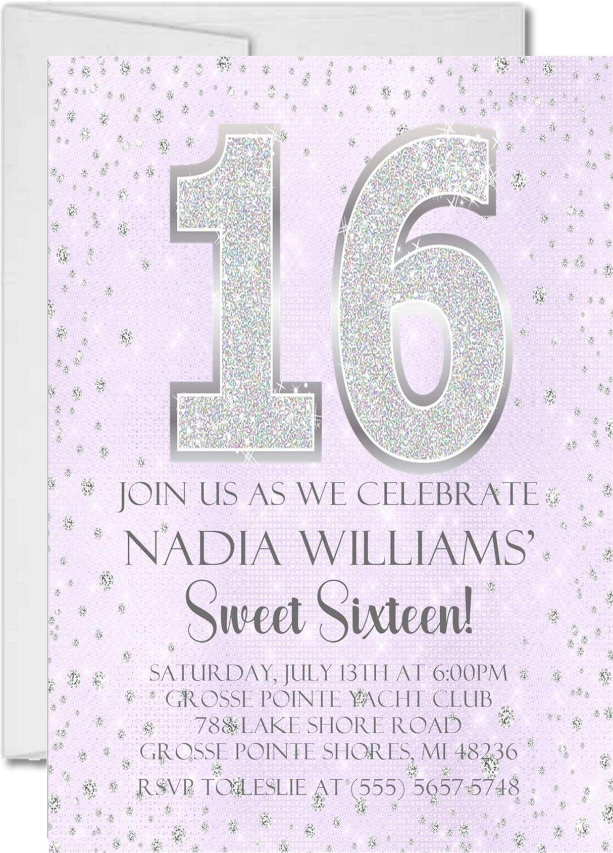 Lavender sweet 16 invitation cards elegant birthday celebration style