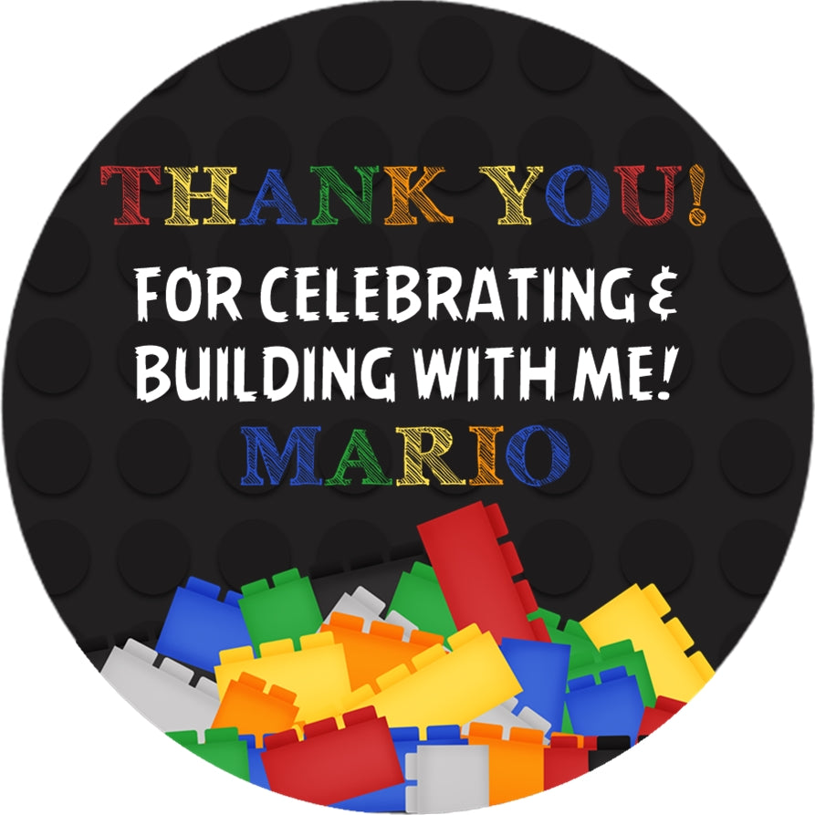 Lego blocks birthday sticker favor