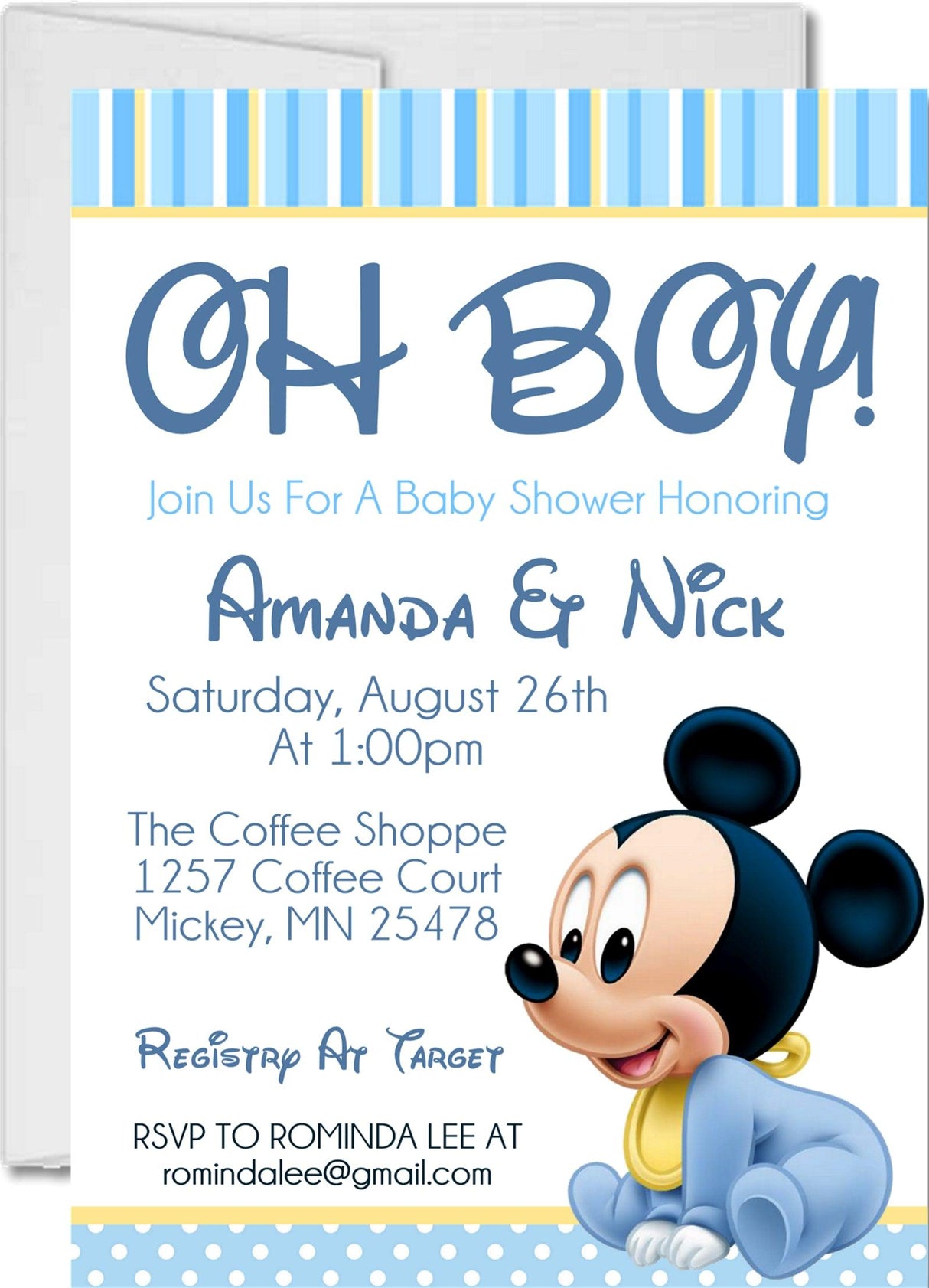Mickey Mouse Baby Shower Invitations