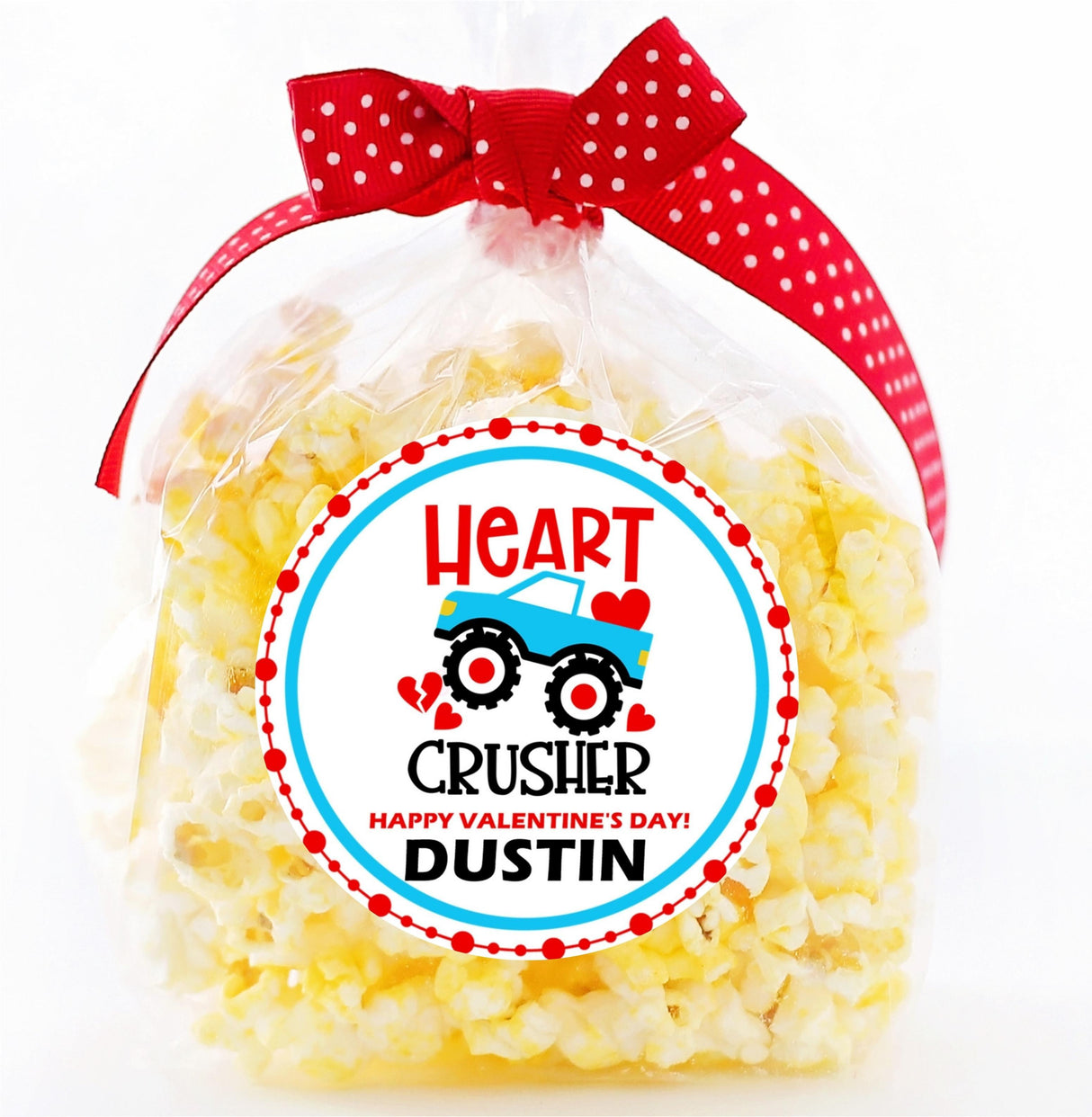 Monster truck Valentine treat sticker
