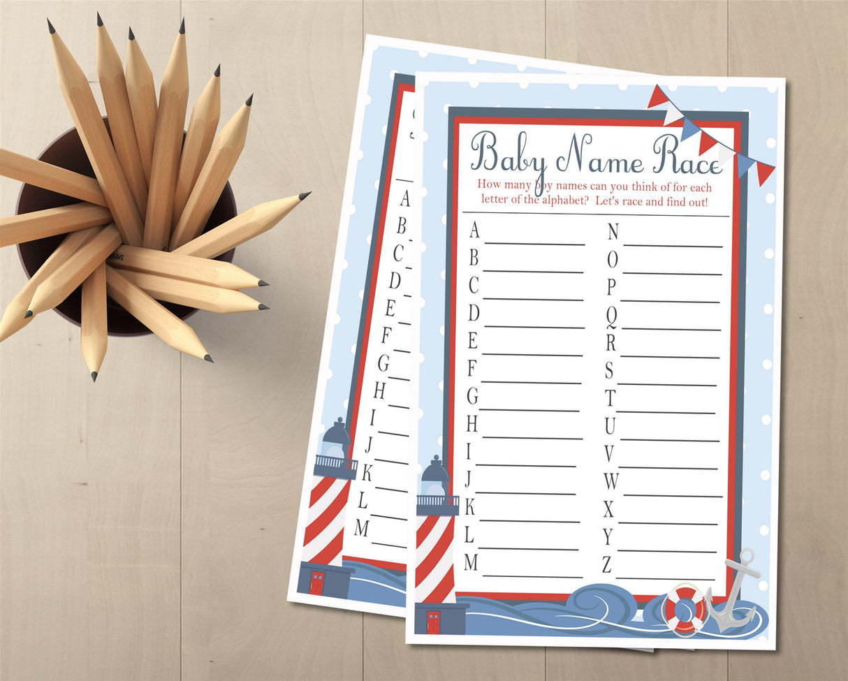Nautical themed alphabet baby name game