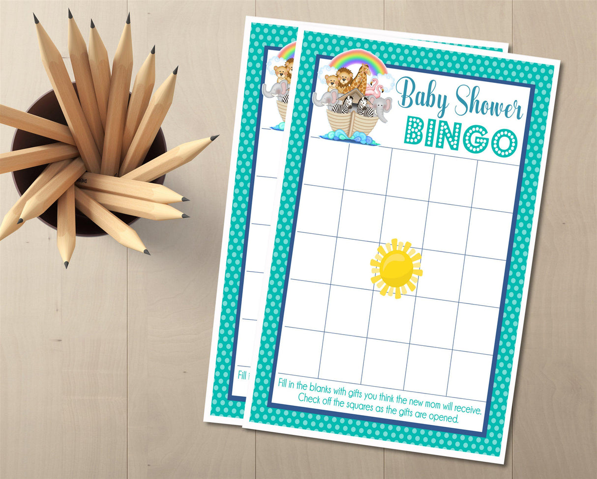 Noah’s Ark baby shower bingo game printable