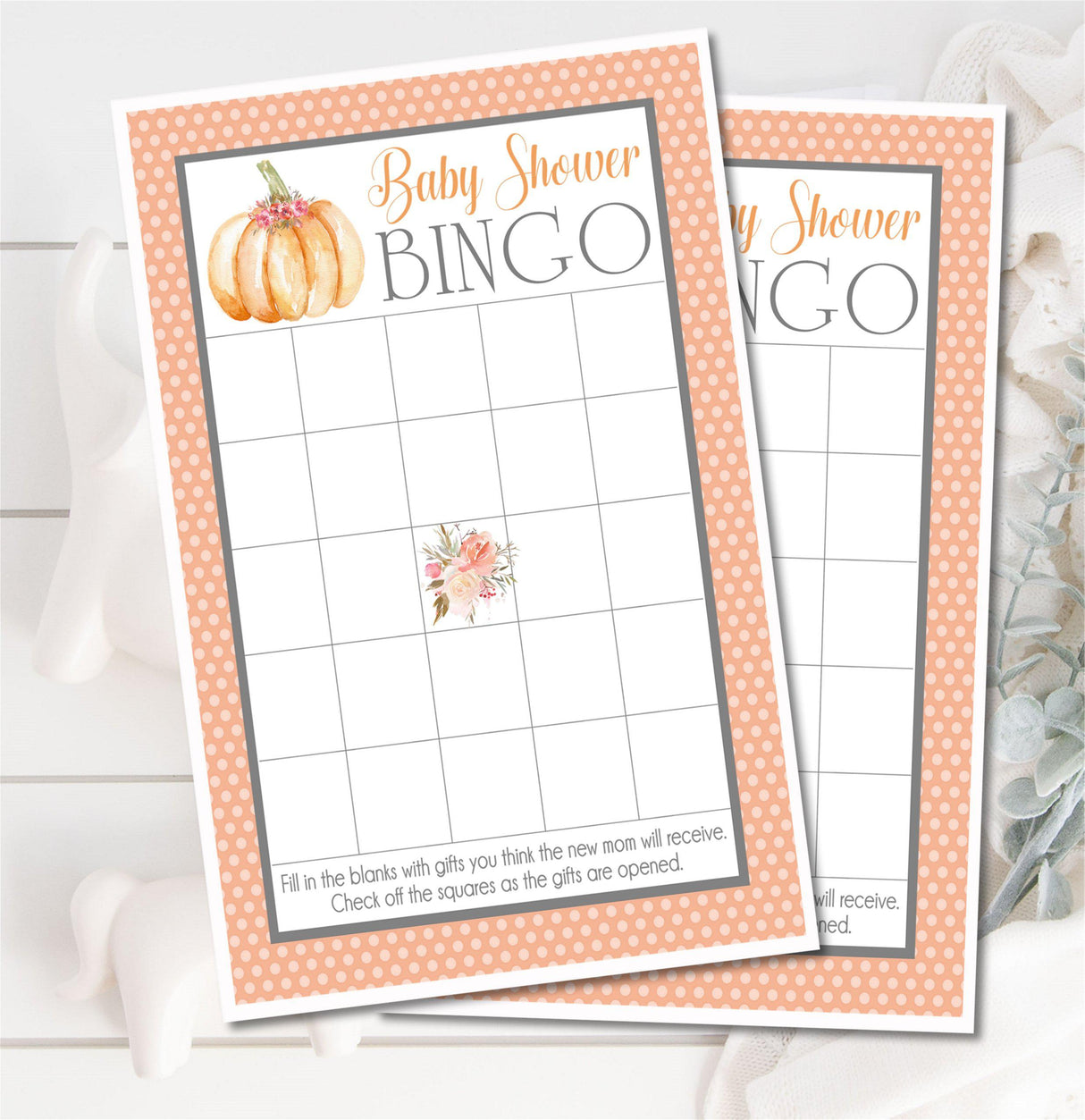 Orange pumpkin baby shower bingo printable