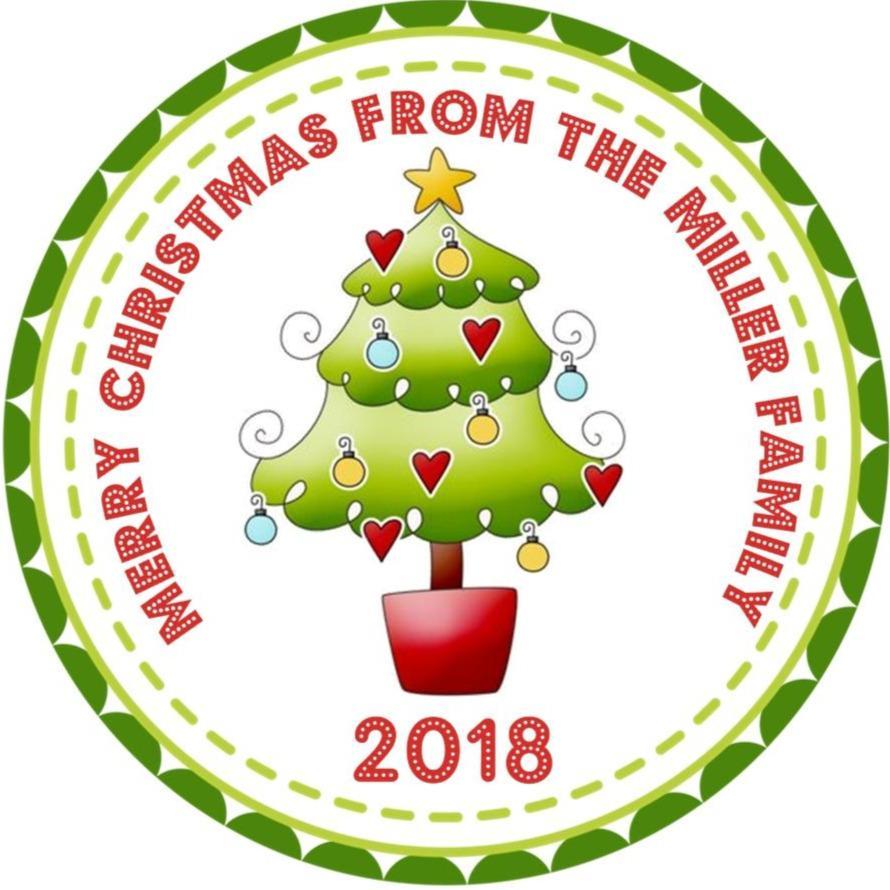 Personalized Christmas tree sticker with green tree