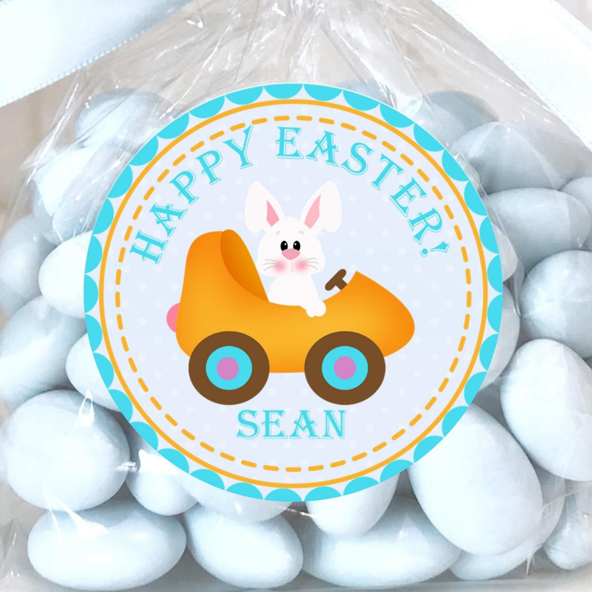 Personalized Easter bunny driving car sticker