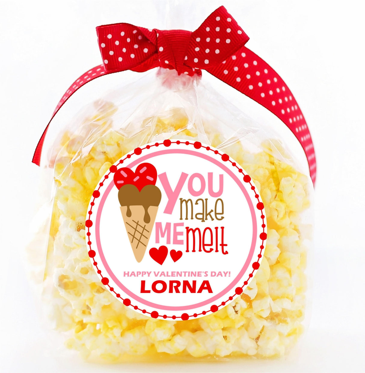 Personalized Valentine ice cream sticker