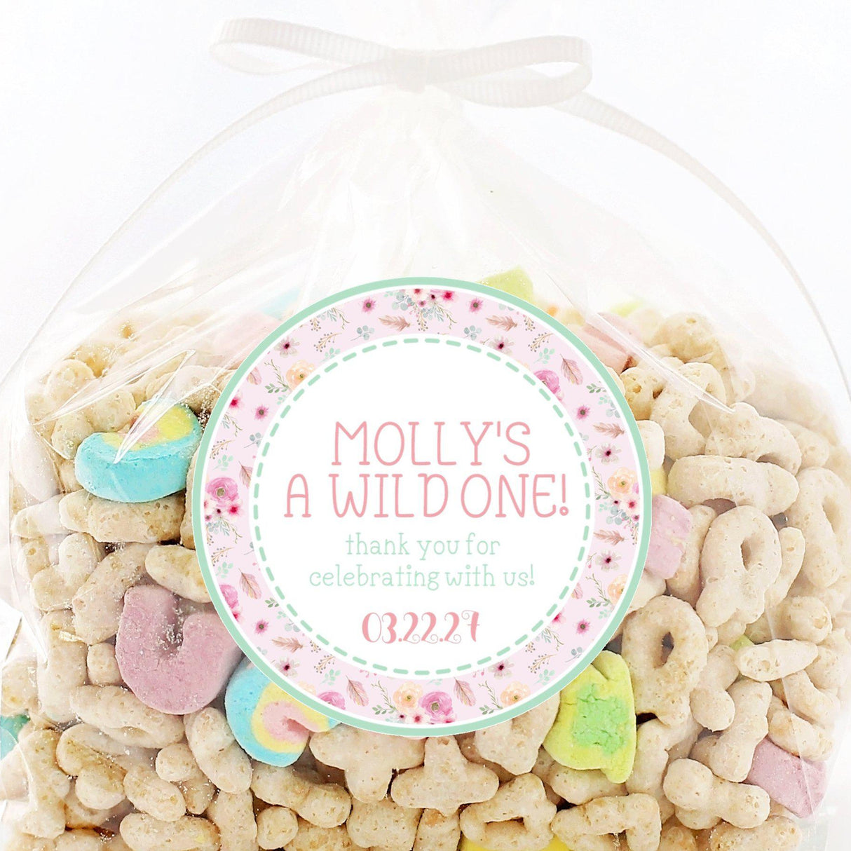 Personalized Wild One sticker with pastel border