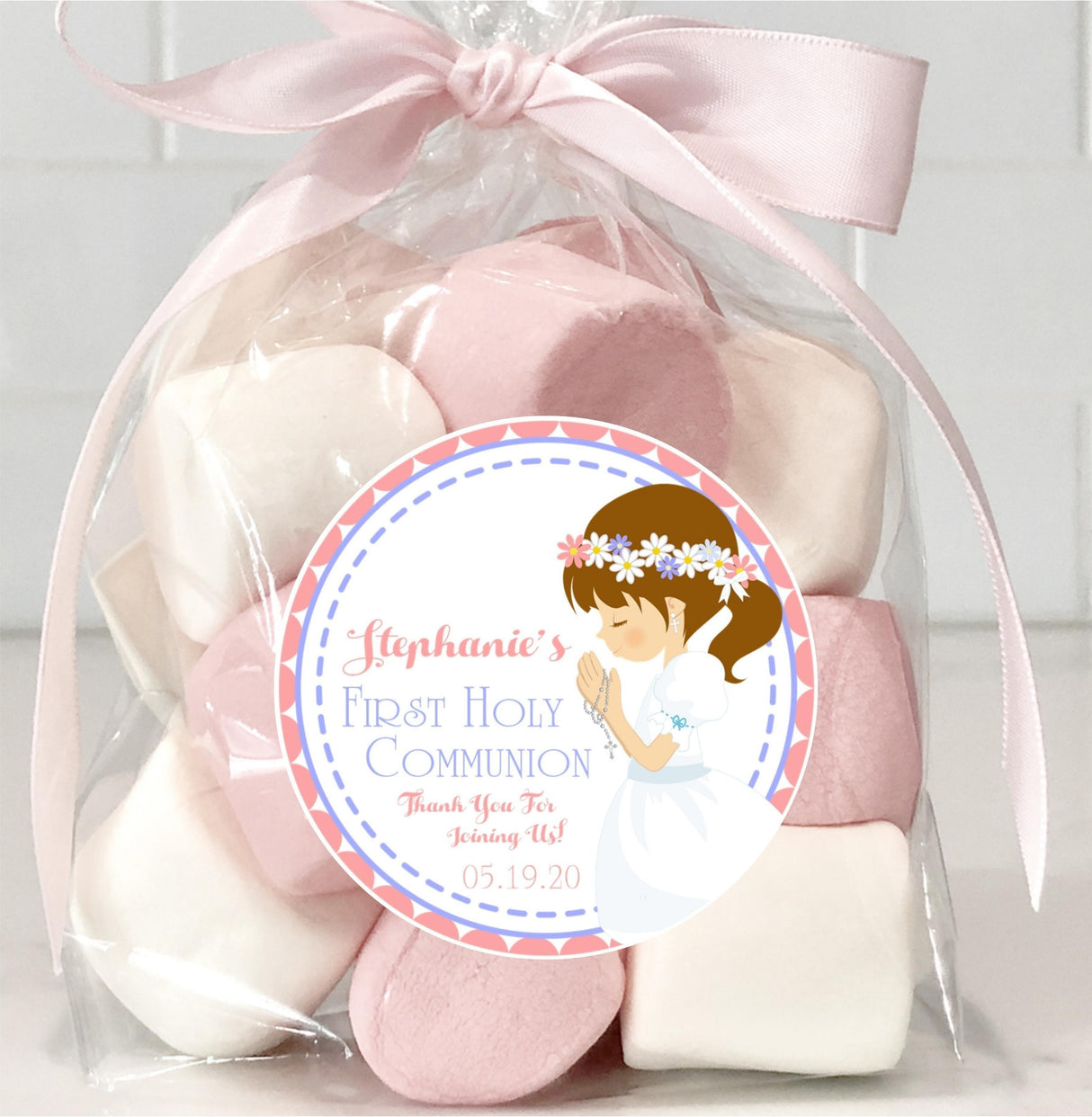 Personalized girl First Holy Communion label