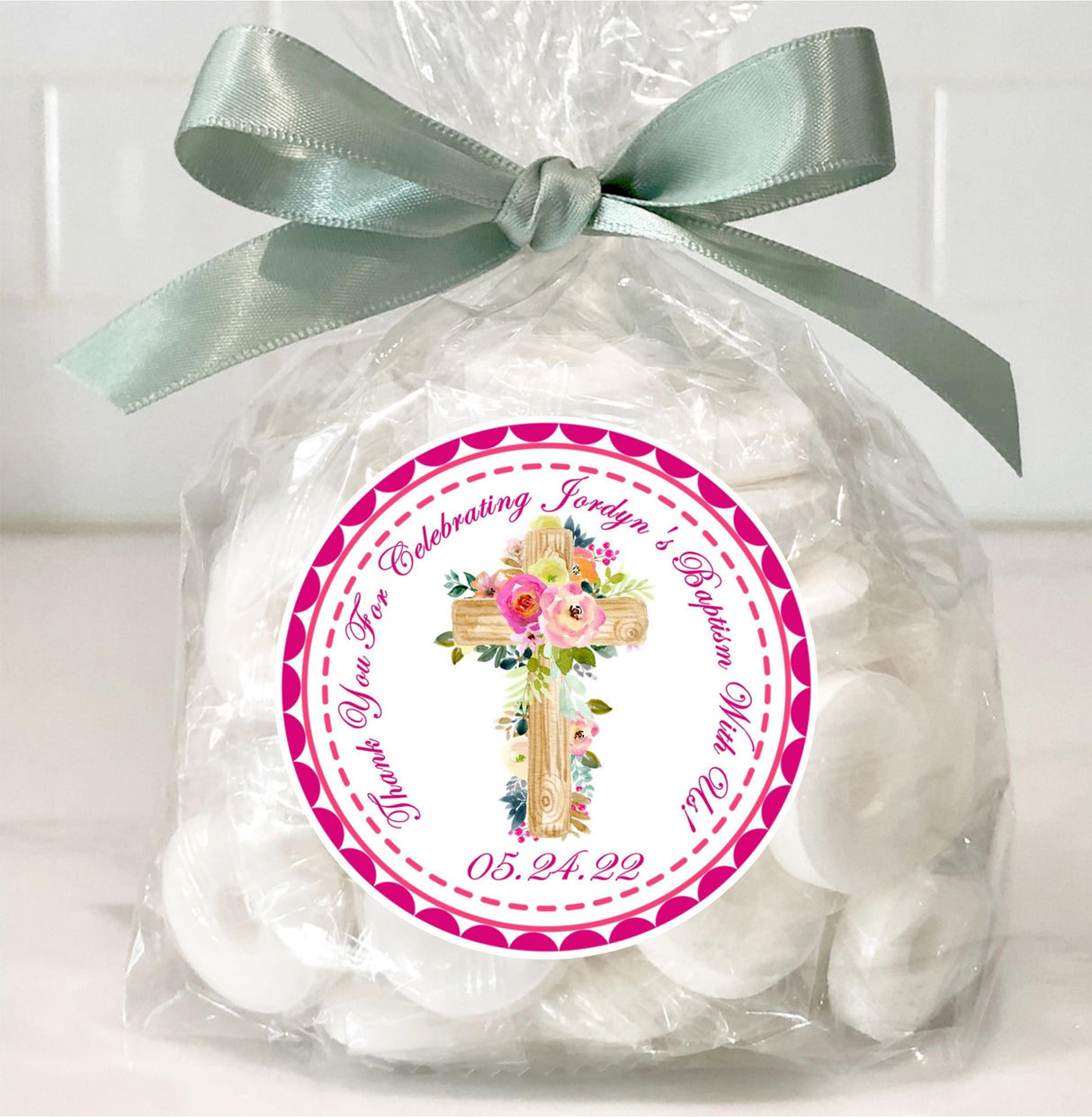 Colorful Floral Baptism Stickers