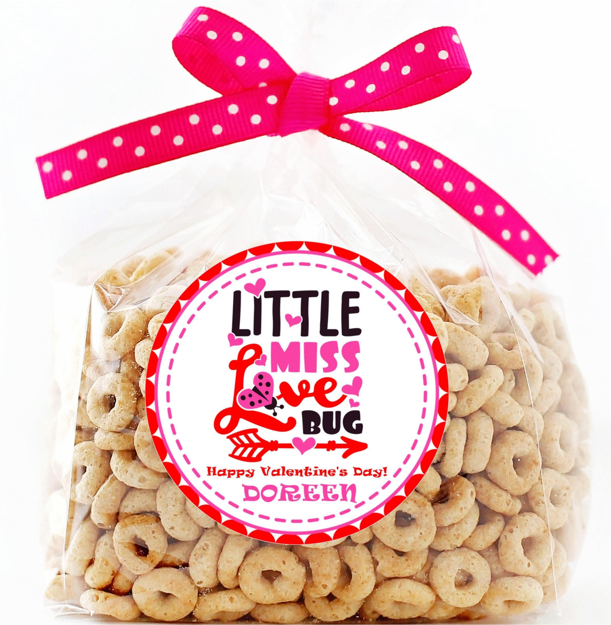 Pink and red Little Miss Love Bug Valentine sticker design