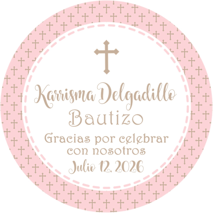 Pink beige baptism bautizo sticker labels