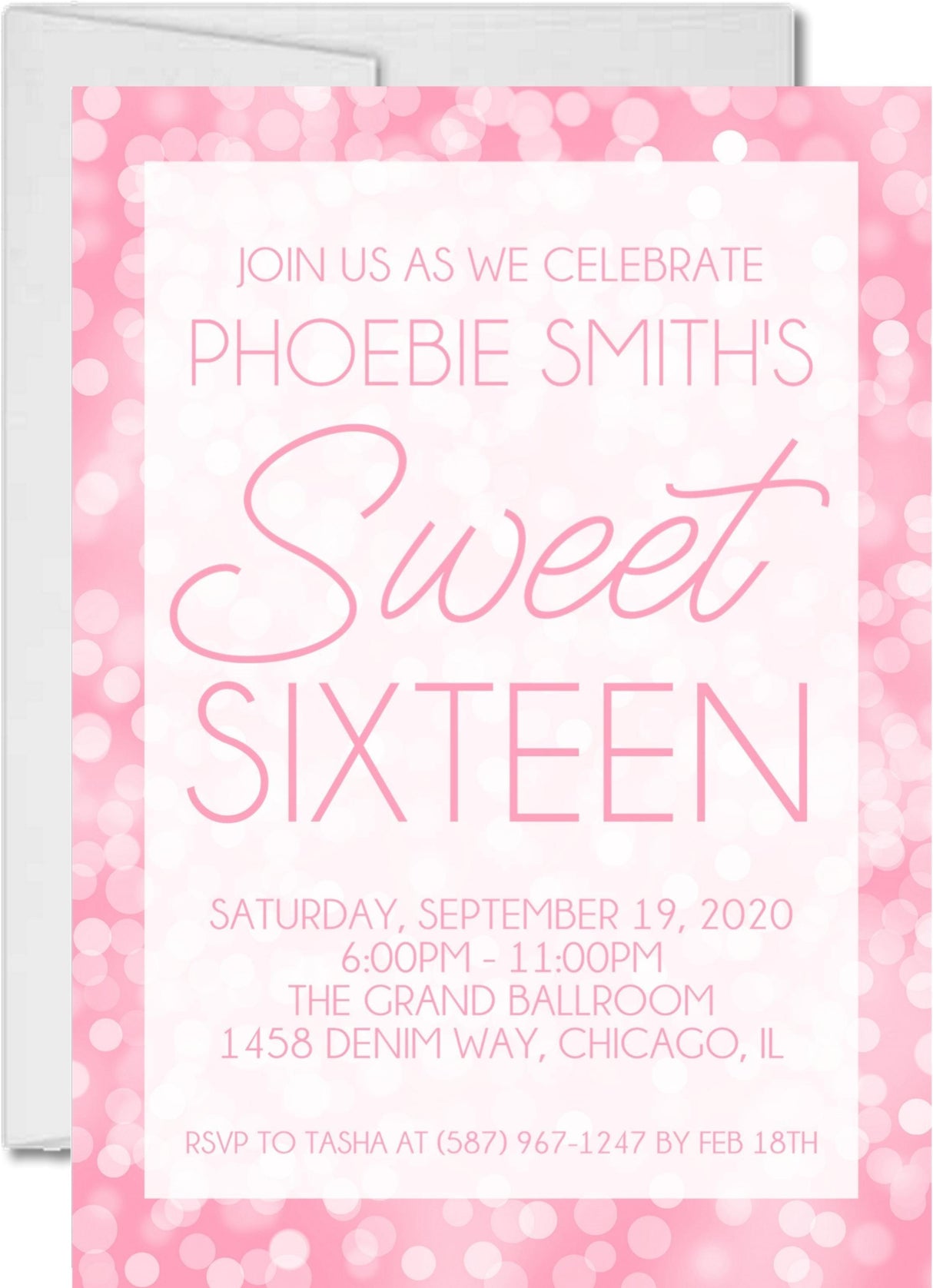 Pink sweet 16 birthday party invitations