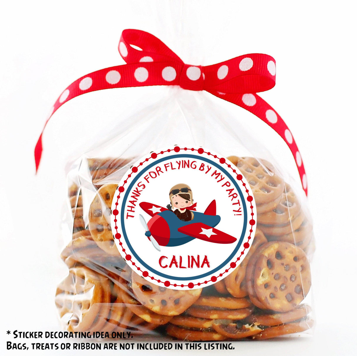 Red and blue aviation party label