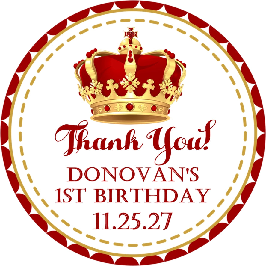 Royal crown birthday sticker with gold crown design