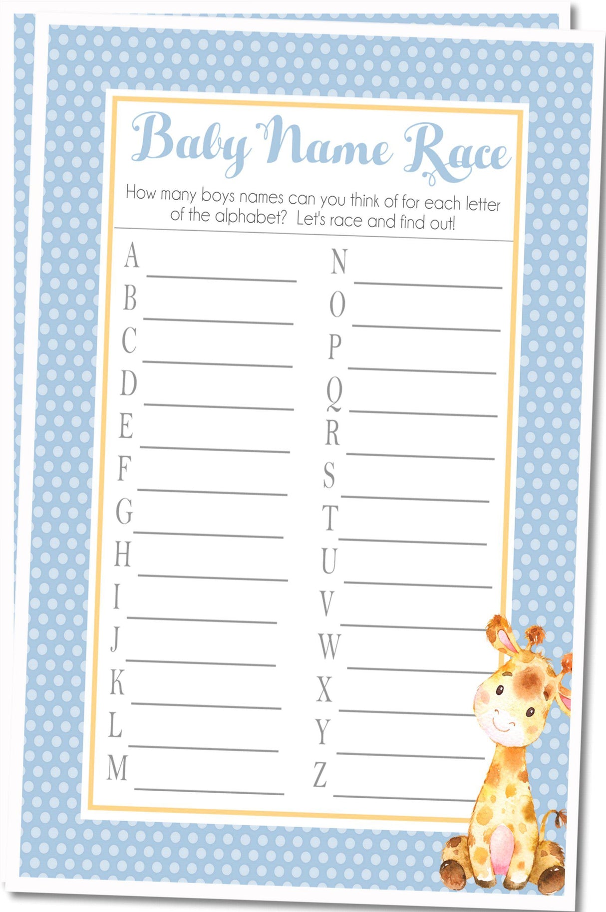 Safari boy baby name race alphabet PDF