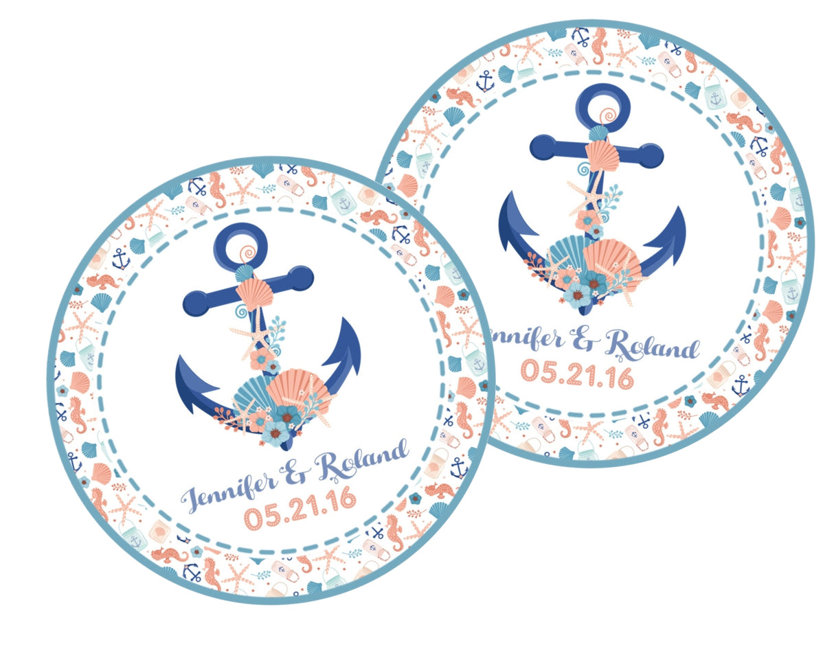 Seashell wedding favor label