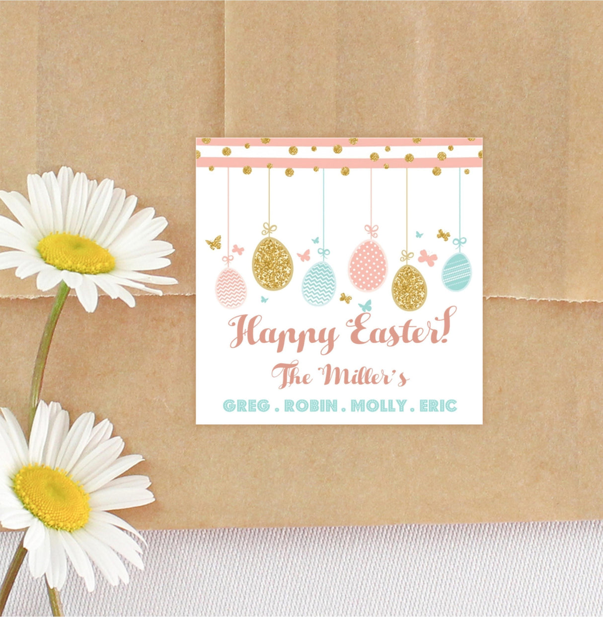 Spring hanging Easter egg sticker design