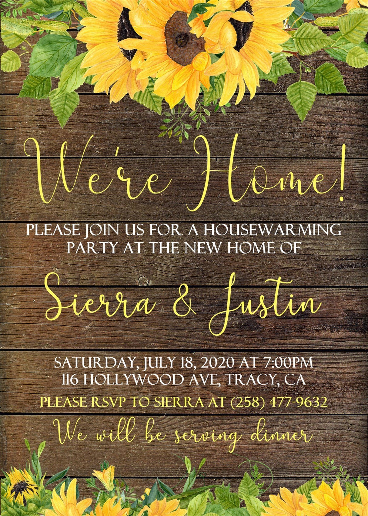 Sunflower Housewarming Party Invitations