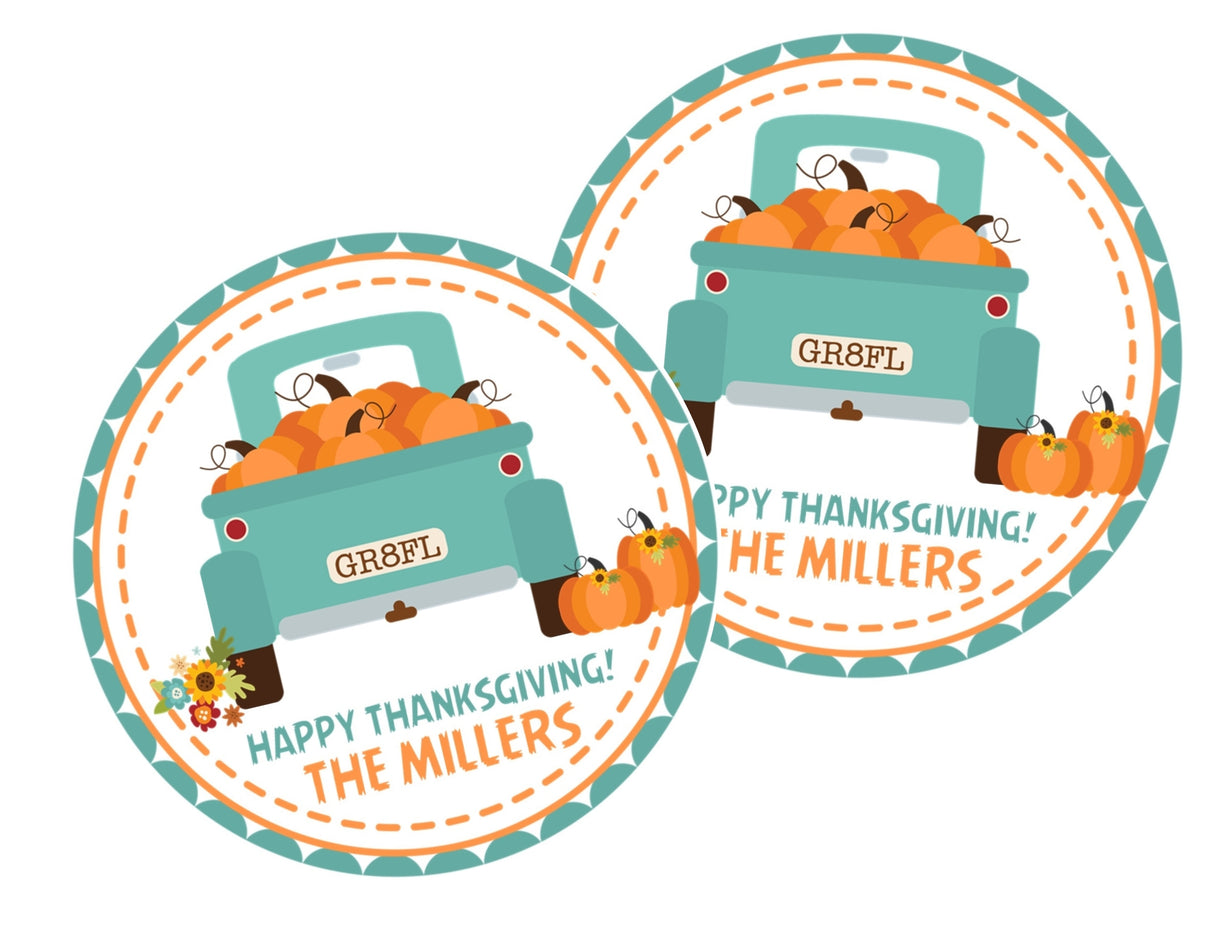 Pumpkin Wagon Thanksgiving Stickers