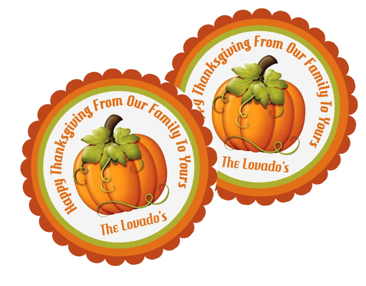 Thanksgiving family pumpkin label
