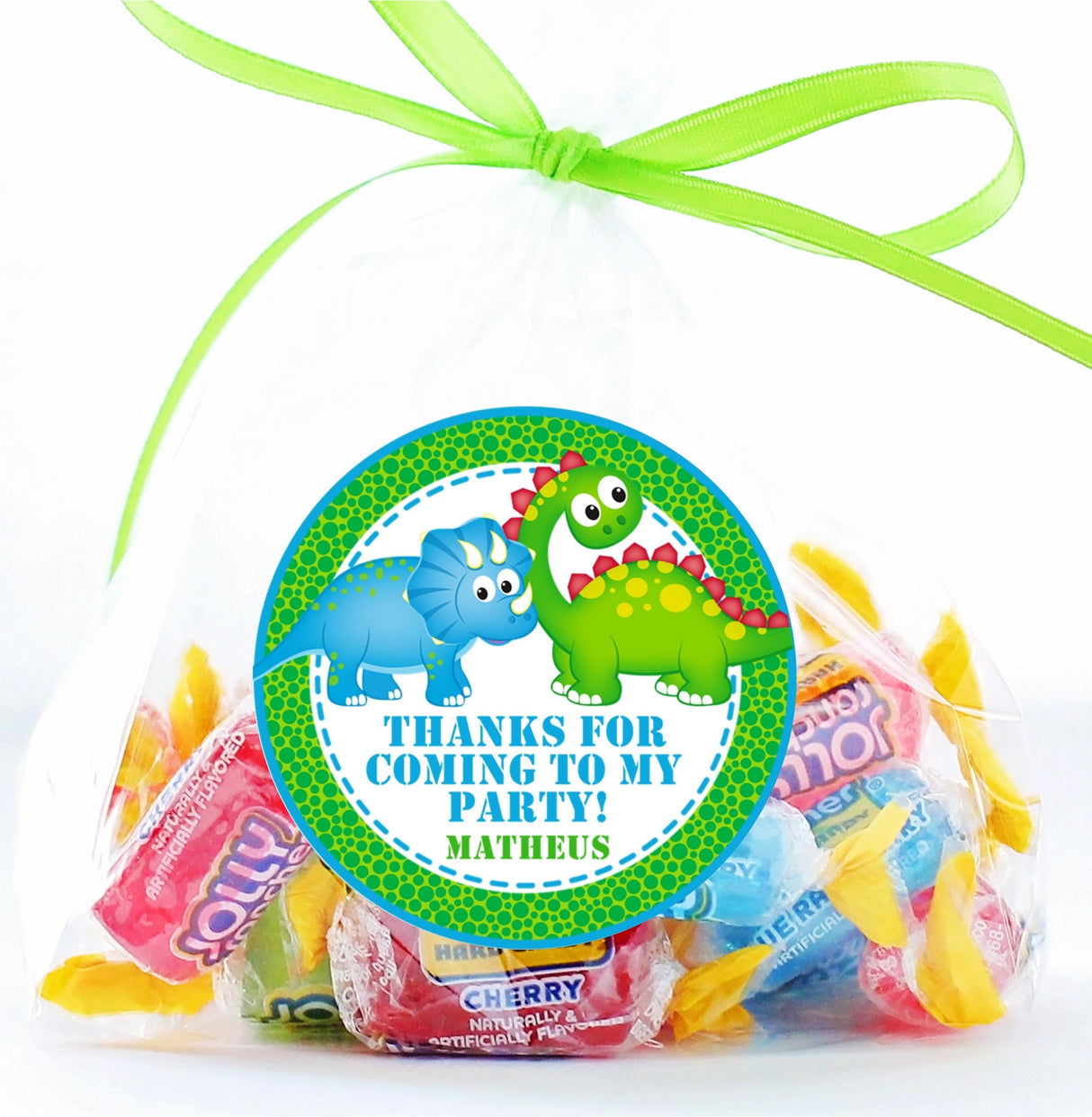 Toddler blue and green dinosaur birthday sticker