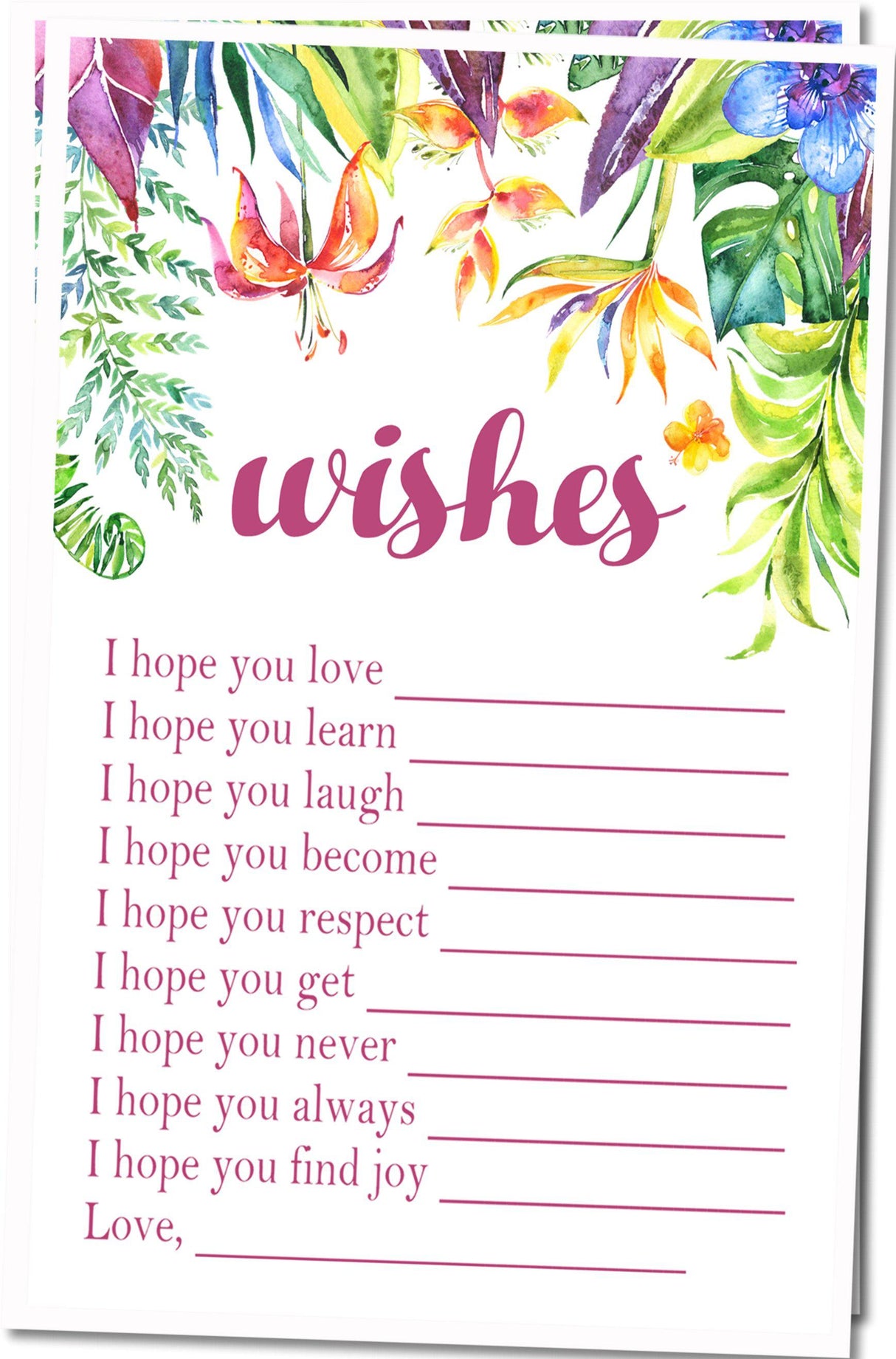 Tropical Luau Baby Shower Wish Cards