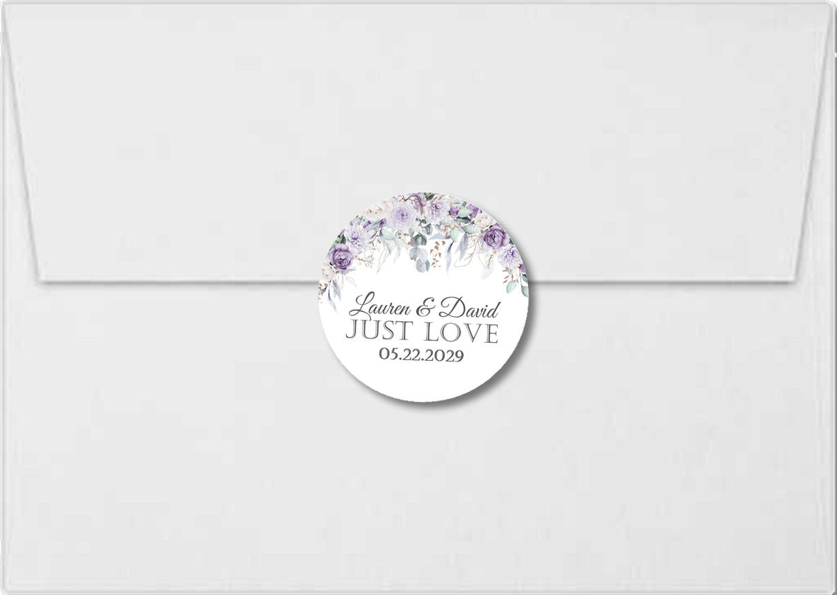 Watercolor greenery wedding favor labels Just Love