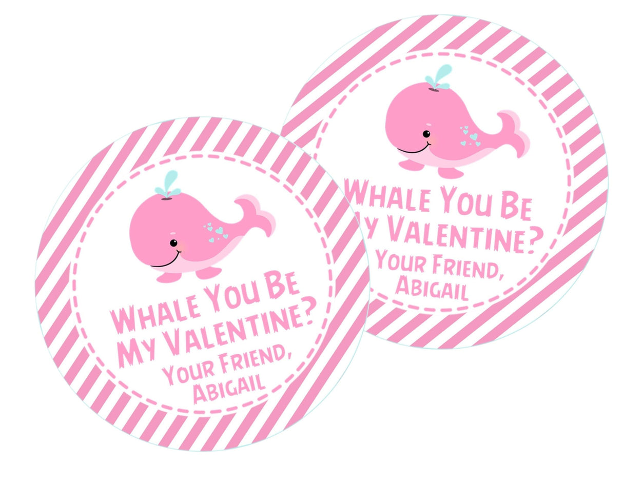 Whale You Be My Valentine label pink