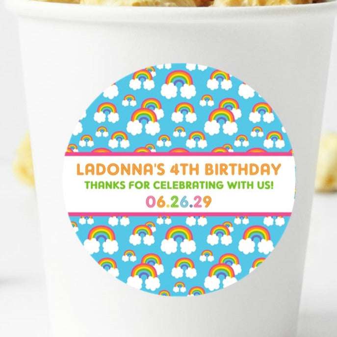 blue rainbow cloud birthday sticker