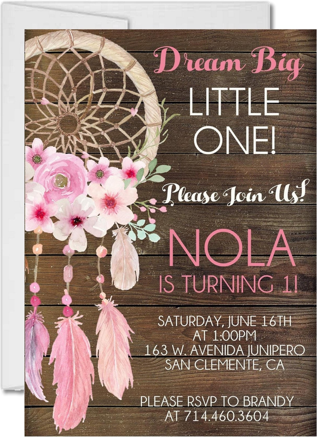 boho dream catcher birthday invitations rustic wood theme