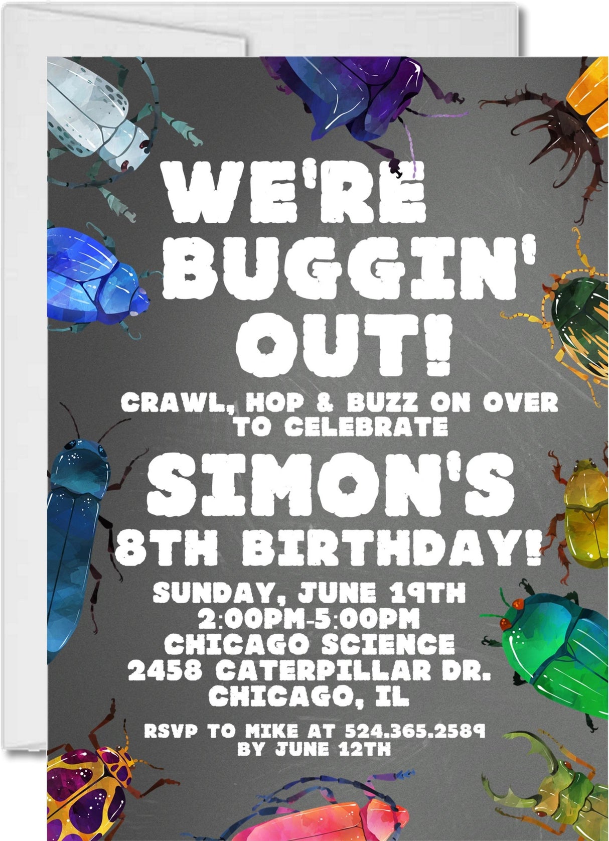 bug invitation cards outdoor birthday party style