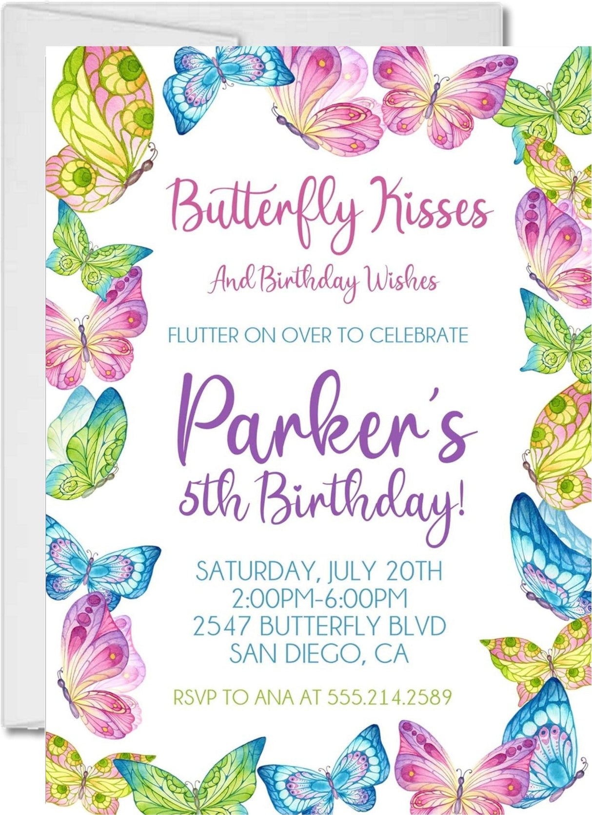 butterfly birthday party invitations colorful floral design